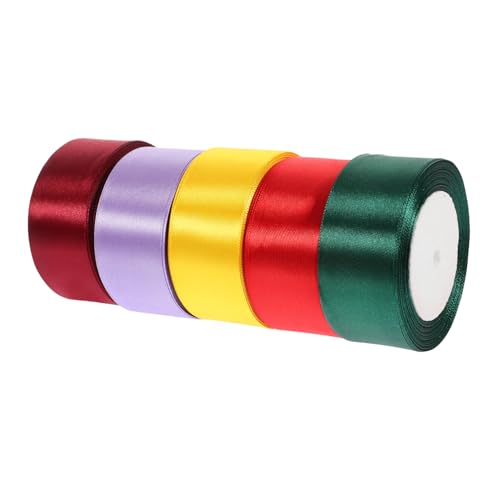 Sewroro 5 Rollen 4 cm breites Satinband Blumenstraußband Satinband breit Festival-Hochzeitsband Kranz Bastelband ribbon bandfeile Geschenkverpackungsband exquisites Geschenkband Polyester von Sewroro