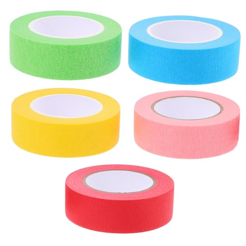 Sewroro 5 Rollen Abdeckband Farbiges Packband Zeichenband Farbiges Malerband Abklebeband Farbe Beschriftungsbänder Bunte Bänder Bastelband Kunstbänder Washi Diy Grafikband Farbband Gummi von Sewroro