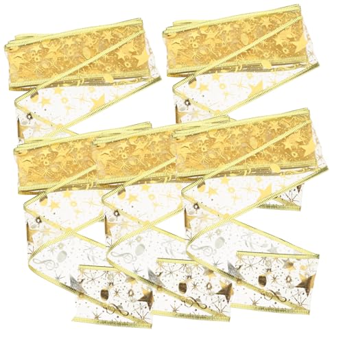 Sewroro 5 Rollen Geschenkboxband Kranzband DIY-Band basteln Geschenkverpackungszubehör DIY Bastelband Band für Kränze ribbon bandfeile bandalette Geschenkbänder dekoratives Band Polyester von Sewroro