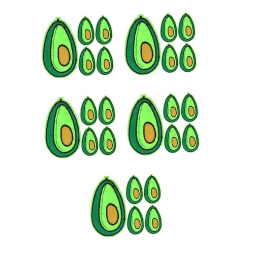 Sewroro 5 Sätze Stickaufkleber Hut-appliance-patch Gestickte Aufnäher Kleidungsflicken Jacken-shirt-diy-aufkleber Avocado-applikation Hosenapplikation Green Twill-stoff 5 Stück * 5 von Sewroro