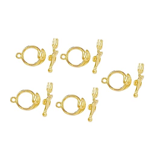 Sewroro 5 Sätze -Taste Charme umschalten Knebelverschluss selber machen armbandverschluss verschluss für armbänder Zubehör zur Schmuckherstellung Verschluss für DIY Metall Golden von Sewroro