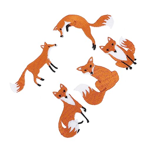 Sewroro 5 Stücke Fuchs Patch DIY Kleidungspatch Kleidung dekorieren Flecken Gestickte Aufnäher für Taschen Füchse-Stickerei-Patch DIY-Stickaufkleber Kleideraufnäher Heißschmelzkleber Brown von Sewroro