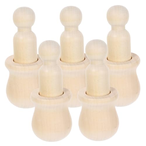 Sewroro 5 Teiliges Puppen Holzglas Set Spielzeug Leere Holzpflock Puppe Holzpflock Puppen Set Holzpuppen Bastelset Dekorative Holzpuppen Leere Holzpflock Puppen Holzpuppen Set von Sewroro