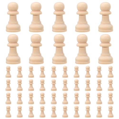 Sewroro 50 Stück Internationales Schach Schachdekorationen Schach Schachplakat schachfiguren set schachbrett Schachspiel für Anfänger Holzhandwerk unvollendet Holz Schach Lotusbaum von Sewroro