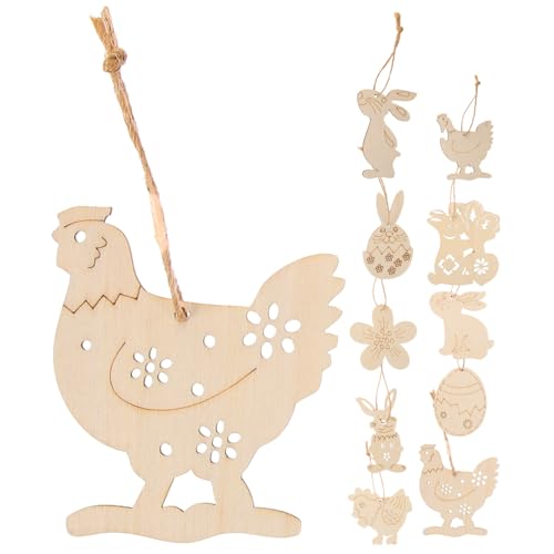 Sewroro 50 Stück Ostern Holzspäne UPS Baum Untersetzer Nerds Gummibärchen-Cluster Kugeln basteln zu ostern osterbasteln sets Holzausschnitte leere Holzeier Osterdeko Hanfseil Beige von Sewroro