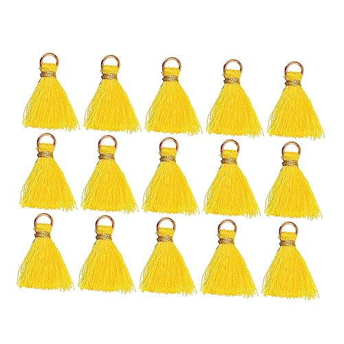 Sewroro 50 Stück Quaste Anhänger bunte Halskette Anhänger für Armbänder Autozubehör quasten für lesezeichen Schlüsselanhänger Tassel DIY-Quaste Bastelzubehör selber machen Rayon Yellow von Sewroro