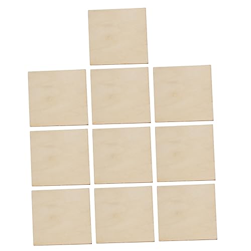 Sewroro 50 Stück Stück quadratische Holzspäne Projekt unfertige Bretter Pappkreise Hartholz Holzschnitte DIY Holzstücke Schablonenkarton papierschere Holzscheiben Scheiben DIY Holzscheiben von Sewroro