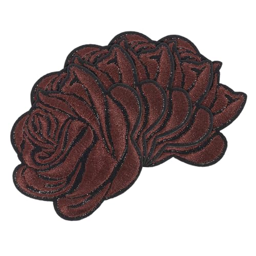 Sewroro 5St Rosenbeet bügel patches selbstklebende Türklammern bestickte Kleidung Stickereiapplikationen Rosenjacken goldene Musterflecken Aufnäher mit Blumenapplikation Baumwolle Brown von Sewroro