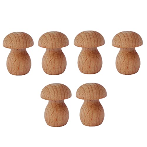 Sewroro 6St Süße kleine Pilze Pilzkopfpuppen japanisches Dekor Simulation Pilz Mini-Pilz unbemalt buchregal dekoration bescherung weihnachten toy Miniatur-Holzpilz Simulationspilz Brown von Sewroro