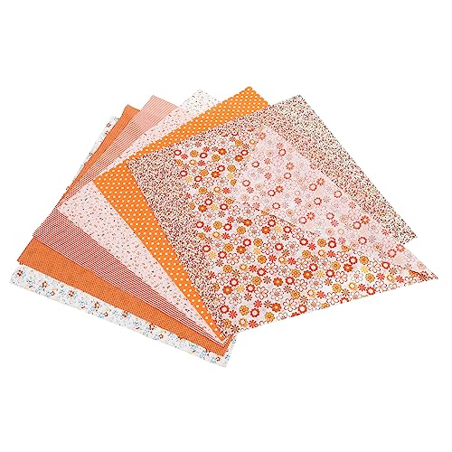 Sewroro 7 Stück Patchwork-Gruppe Polsterstoff Stoffmarker Stoffreste Rosenstoff Fleecestoff Krawattenfarbe Süßer Stoff Baumwollfabrik Handgefertigte Baumwollstoffe Einfaches Gewebe Orange von Sewroro