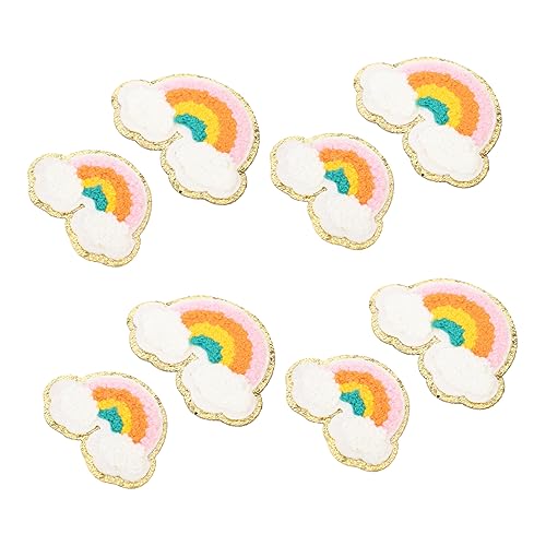 Sewroro 8 Stück Regenbogenfleck süße sticker handmade aufnäher handgemachte Dekoration Kleidung Dekoration Bausätze auflösbares Stickpapier Patches nähen dekorativer Aufnäher Chenille von Sewroro