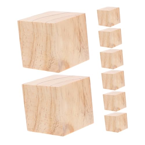 Sewroro 8st Holzwürfel Quadratische Leere Holzklötze Babyblöcke Aus Holz Holzklötze Zum Basteln Unvollendetes Holztablett Holzblöcke, Buchstaben Winzig Vogelblock Kiefernholz Beige von Sewroro