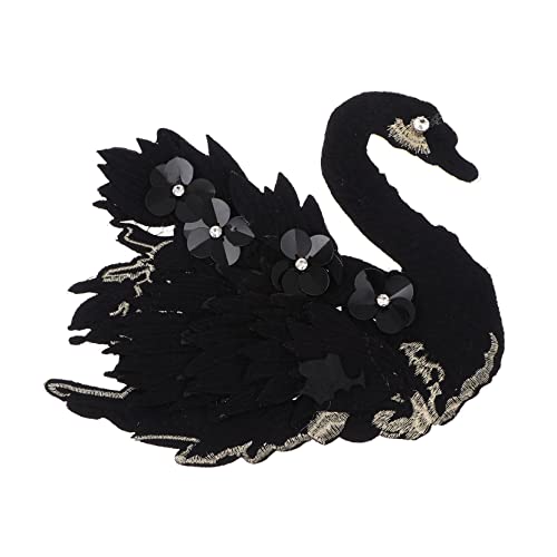 Sewroro Blumen-schwan-stickerei-stoff-patch Aufnäher Mit Tierstickerei Stickfaden Schwan Applikation Schwanenflecken Mit Perlen Nähen Pfau Stickgarn Black Handgemachte Klebrige Perlen von Sewroro