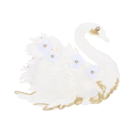 Sewroro Blumen-schwan-stickerei-stoff-patch Trimmen Funkeln Perlen Sommersprosse Ästhetisch Swan Patch Patches Nähen Schwäne Dekorativ Aufkleber Ornamente Paillette Weiß Flache Stickerei von Sewroro