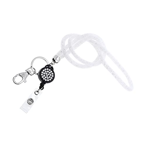 Sewroro Fischnetz-Lanyard mit Strasssteinen Handy-Lanyard Ausweishalter Telefon handykabel phone chain Arbeitserlaubnis-Lanyard Abreißbares Schlüsselband für Namenskarten Gittergewebe Weiß von Sewroro