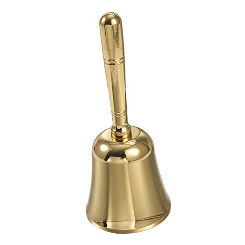 Sewroro Hand rasseln aus Messing esstisch glocke Spielglocke Schreibtisch Klingel Tischdekoration Weihnachtsklingel handglocke tischklingel Empfangsglocke für Restaurant Schulglocke Golden von Sewroro