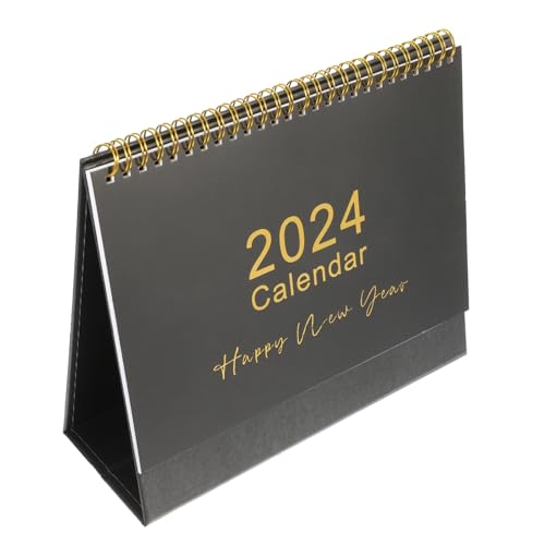 Sewroro Tischkalender 2024 Kalender umblättern großer Kalender grüner Tischkalender Bürodekor büroartikel büromaterial staffelei Office-Desktop-Kalender Kalender für Zuhause Papier Black von Sewroro