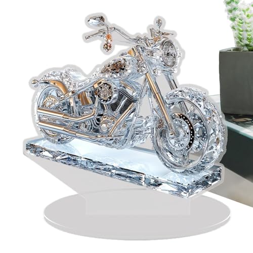 Seyrnicay Motorrad-Tischdekoration, Urlaubsdekoration, Motorradschild für den Tisch, 2D-Acryl-Tischdekoration, transparentes dekoratives Ornament für Tisch, festliche Schreibtisch-Mittelstücke von Seyrnicay