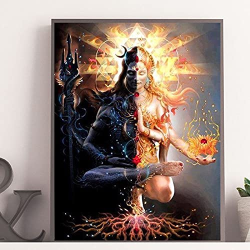 5D Diamond Painting, Diamond Painting Set, Diamant Malerei Erwachsene & Kinder, Wohnzimmer Schlafzimmer Büro Wand Und Eingang Dekoration-Religion, Hinduismus, Porträt von Shiva 40x50cm Rahmenlos von COLORIDO