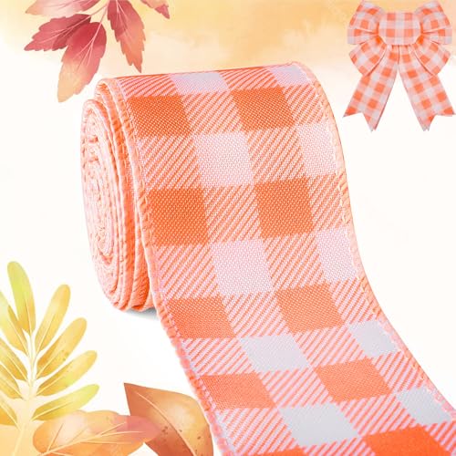 Herbst-Dekorationsband mit Draht, orangefarbenes Gingham-Stoffband, Bauernhaus-kariertes Band für Schleife, Kranz, Zubehör, Geschenke, Verpackung, Bastelkorb, Party-Dekoration, Babyparty, Geburtstag Herbst-Dekorationsband mit Draht, orangefarbenes Gingham-Stoffband, Bauernhaus-kariertes Band für Schleife, Kranz, Zubehör, Geschenke, Verpackung, Bastelkorb, Party-Dekoration, Babyparty, Geburtstag von Sfoni