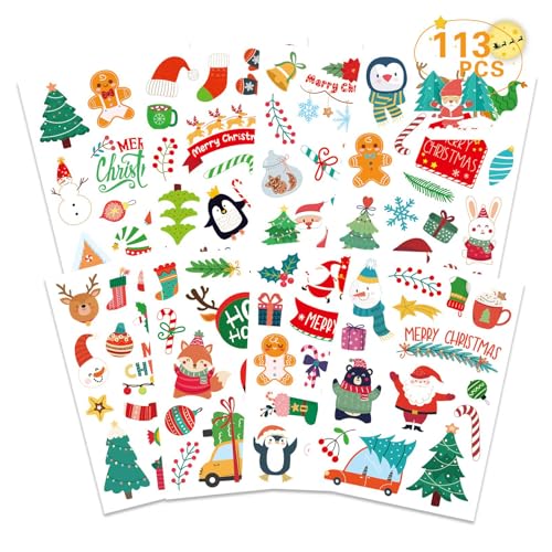 Aufkleber Weihnachten Weihnachtsdeko - 128 Stück Weihnachtssticker Selbstklebend Sticker Weihnachten Deko Weihnachtsaufkleber für Umschlag Geschenktüten Papiertüten Weihnachtskarten von Sgehenr