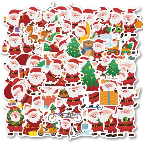 Weihnachtssticker Selbstklebend Weihnachtsdeko - 50Stück Weihnachtsmann Weihnachtsbaum Aufkleber Weihnachten Sticker Weihnachten Deko Weihnachtsaufkleber für Kühlschrank Handytaschen Basteln Geschenke von Sgehenr