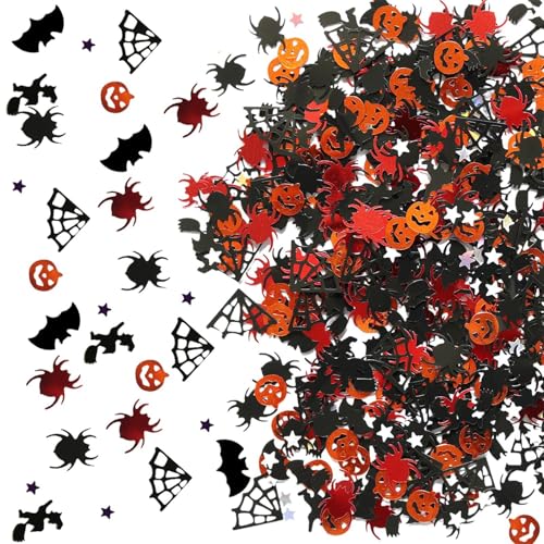 Halloween Deko Konfetti, 15g Halloween Party Confetti, Fledermaus Streudeko, Spinne Tischdeko, Halloween Hexen Deko, Halloween Dekoration Konfetti Hexen Sterne Fledermäuse Kürbisse Spinnen von Sghtil