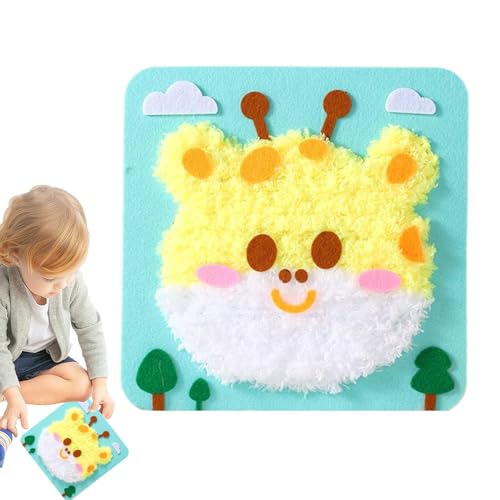 Sghtil Cartoon Animal Sewing Craft Kit, Stickerei Doll Set,Kreatives niedliches Cartoon Design Punch Nadel - Interaktives Bildungsnähtkit für Anfänger Kinder Mädchen Mädchen von Sghtil