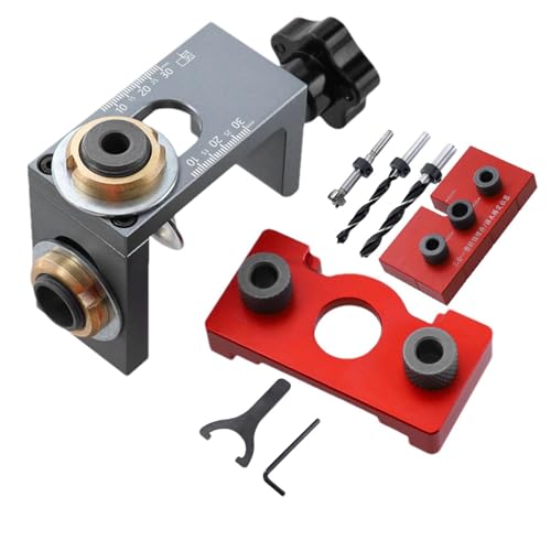 Sghtil Dübel Jig -Kit, Dübel -Jig -Bohrkit,Einstellbarer Bohranleitung Locator - Zentrieren von Doweling -Jig, Bohrhandbuch Elektrowerkzeugzubehör -Jigs von Sghtil