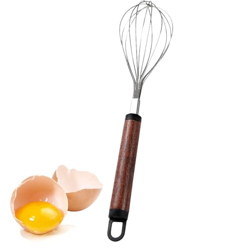 Sghtil Eier Scrambler, Maisschäler -Werkzeug - Manuelles Mixer Ei Whisk Schläger Handwerkzeug mit Holzgriff | Schäler oder Eierbeater, Heimküchenwerkzeug, Edelstahl für die Herstellung von Salaten und von Sghtil