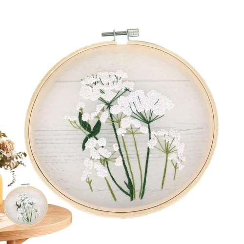 Sghtil Stickset für Anfänger,Blumenstickset - Übungsset für Blumenmusterstiche mit Musteranweisungen | Stofffäden, Nadeln, Handstickzubehör für Anfänger und Experten von Sghtil