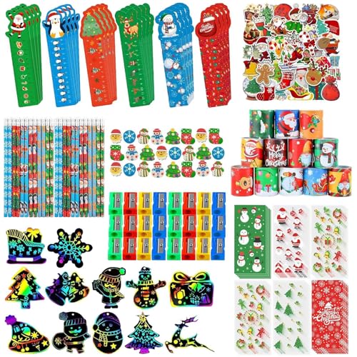 Sghtil Weihnachts-Briefpapier-Set, Weihnachts-Briefpapier-Partygeschenk, Niedliches Briefpapier, Partyzubehör, Klassenzimmer, Austauschpapier, Schreibwaren-Leckerli-Beutel, Strumpffüller, von Sghtil