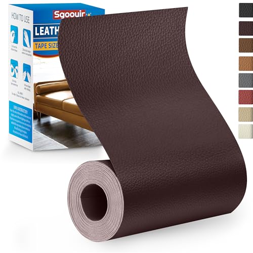 Sgooyir Kunstleder Selbstklebend Braun, 10x160cm Leder Reparatur Set, Kunstleder Reparaturset Flicken Selbstklebend Patch für Autositze, Möbel, Sofa, Couch, Jacken von Sgooyir