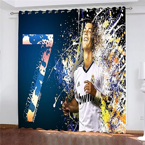 Shaari Cristiano Ronaldo Vorhänge Gardinen mit Ösen, Vorhang Blickdicht, Verdunklungsvorhänge, Fensterdekoration, Schlafzimmer Wohnzimmer & Kinderzimmer Deko, Blackout Curtain 2er Set von Shaari