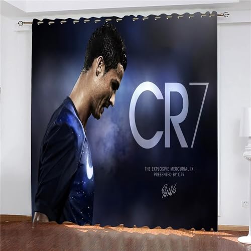 Shaari Cristiano Ronaldo Vorhänge Gardinen mit Ösen, Vorhang Blickdicht, Verdunklungsvorhänge, Fensterdekoration, Schlafzimmer Wohnzimmer & Kinderzimmer Deko, Blackout Curtain 2er Set von Shaari