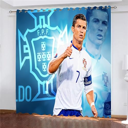 Shaari Cristiano Ronaldo Vorhänge Gardinen mit Ösen, Vorhang Blickdicht, Verdunklungsvorhänge, Fensterdekoration, Schlafzimmer Wohnzimmer & Kinderzimmer Deko, Blackout Curtain 2er Set von Shaari