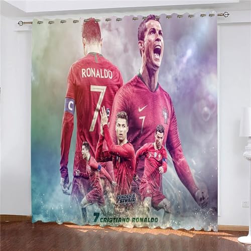 Shaari Cristiano Ronaldo Vorhänge Gardinen mit Ösen, Vorhang Blickdicht, Verdunklungsvorhänge, Fensterdekoration, Schlafzimmer Wohnzimmer & Kinderzimmer Deko, Blackout Curtain 2er Set von Shaari