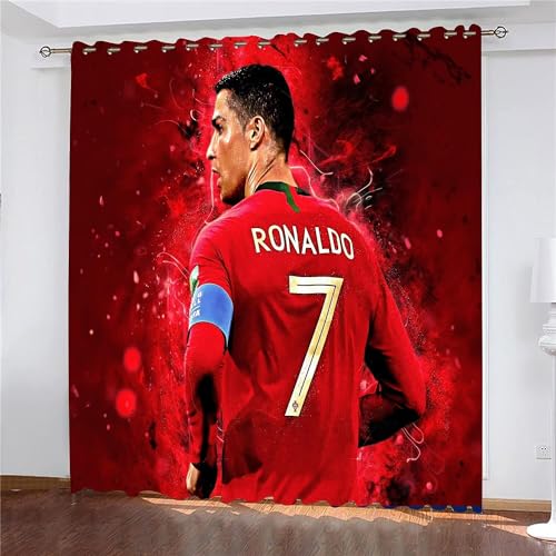 Shaari Cristiano Ronaldo Vorhänge Gardinen mit Ösen, Vorhang Blickdicht, Verdunklungsvorhänge, Fensterdekoration, Schlafzimmer Wohnzimmer & Kinderzimmer Deko, Blackout Curtain 2er Set von Shaari