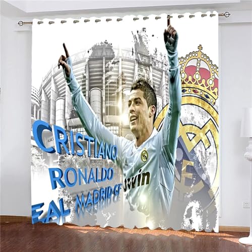 Shaari Cristiano Ronaldo Vorhänge Gardinen mit Ösen, Vorhang Blickdicht, Verdunklungsvorhänge, Fensterdekoration, Schlafzimmer Wohnzimmer & Kinderzimmer Deko, Blackout Curtain 2er Set von Shaari