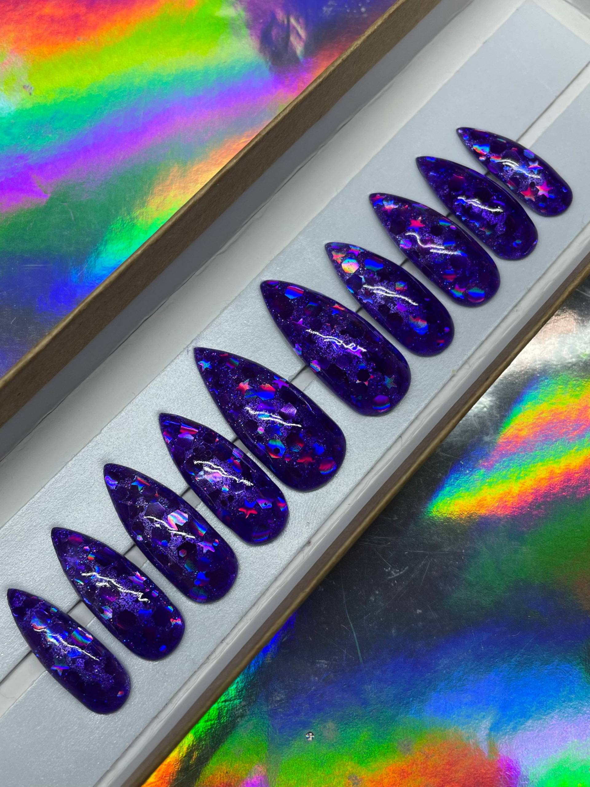 Royal Lila Holo Glitter Drücken Sie Auf Die Nägel von ShadyClawsbyDevon