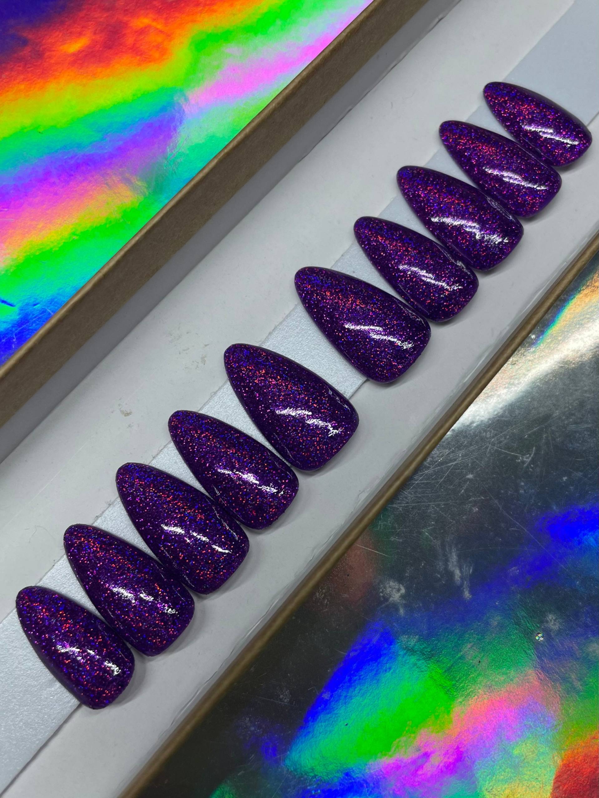 Lila Holo Glitter Press On Nails von ShadyClawsbyDevon