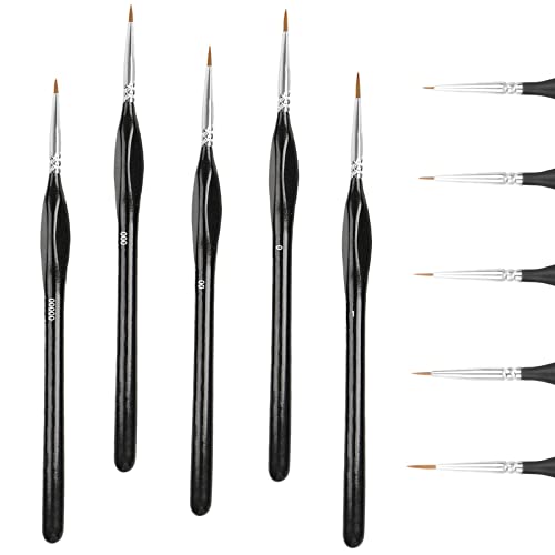 Fine Paint Brush, Feine Detail Pinsel Set 5er – Kleine Künstlerpinsel für Acryl, Aquarell, Öl, Miniaturen | Perfekt für Malen nach Zahlen, Modellbau & Miniaturmalerei von Shakeel