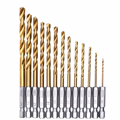 13-teilig HSS Spiralbohrer Set Titanium Metallbohrer Micro Bohrersets,1.5mm-6.5mm von Shallho