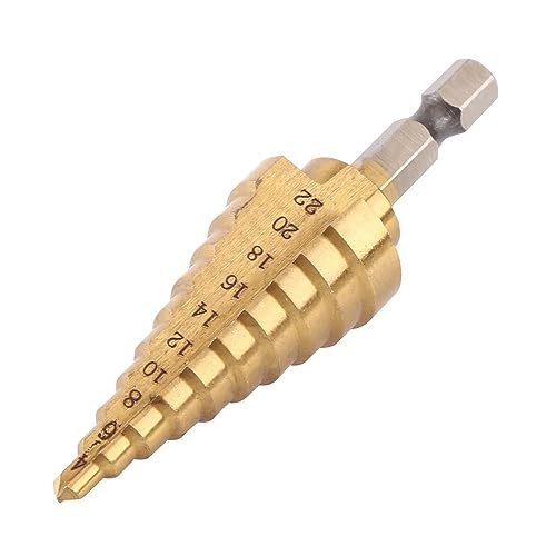 Shallho 1/4" Hexagon Schaft 4-22mm Titan beschichtete Spiral Rillte Schritt Bohrer HSS Schritt Bohrer Für Kunststoff Holz Metall Multi-Loch Kegelbohrer von Shallho