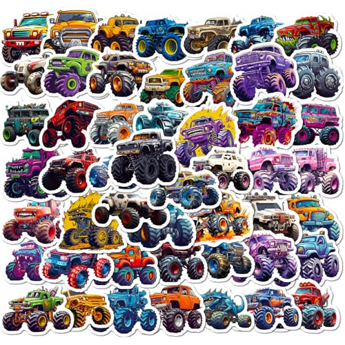 100Stk Monster Truck Aufkleber Set, Kinder Aufkleber, Jungen Auto Aufkleber, Coole Monster Truck Aufkleber, Niedliche Auto Aufkleber, Wasserflasche Gepäck Skateboard Fahrrad Laptop Aufkleber von Shamoparty