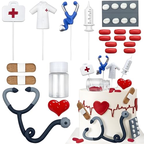 20 Stk Krankenschwester Kuchen Topper, Krankenschwester Graduierung Kuchen Topper, Krankenschwestern Tag Ei Hut, Krankenschwester Cupcake Topper, Medical Theme Party Kuchen Topper von Shamoparty