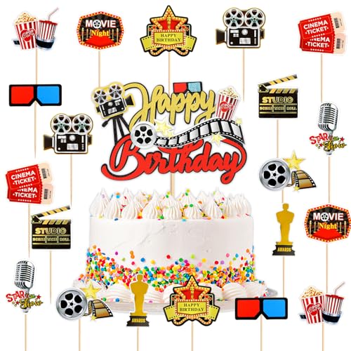 21Stk Movie Cake Toppers, Movie Party Party Supplies, Hollywood Movie Themen, Movie Party Dekorationen, Baby Shower Wedding Graduation Party Cake Toppers, Movie Night Party von Shamoparty