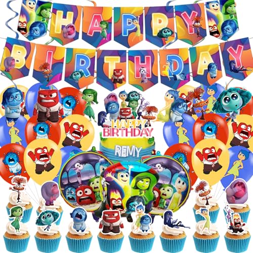 54Stk Inside Birthday Party Decoration Kit, Cartoon Party Dekoration Zubehör, Jungen Mädchen Party Dekorationen, Out Party Dekoration Zubehör einschließlich Ballon Kuchen Dekoration Banner Spirale von Shamoparty