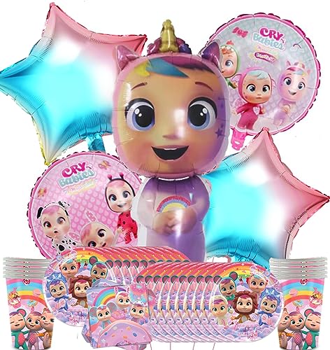 65 Stk Partygeschirr, Party supplies mit Teller, Becher, Servietten , Ballon,Süßes Baby Partygeschirr Set,Cartoon Tischdeko für 20Personen von Shamoparty