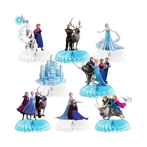 8Stk Violett Eiskönigin Party Waben Mittelstücke für Tischdekoration, Hübsch Partyzubehör Elsa und Anna Mittelstücke Tischaufsätze für Kinder Mädchen Frozen-Thema Geburtstag Party Dekoration von Shamoparty